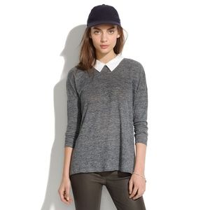 Madewell Blackbird Gray Linen Collared Tee Sz. S